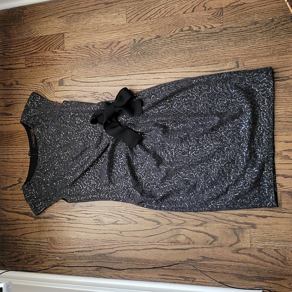 The Limited Grey Sequined Dress with Bow Side Rouche - Picture 1 of 10